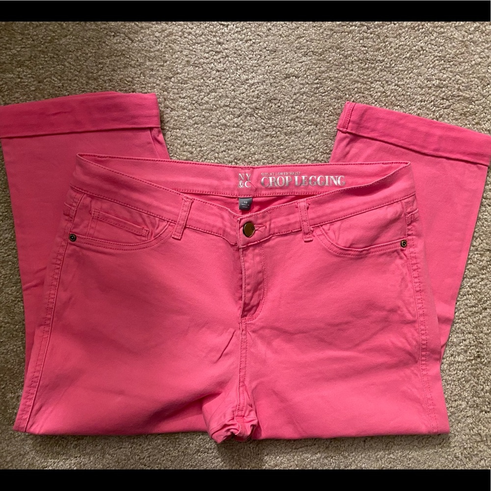 NY&Co Pink Crop Legging, Sz 12